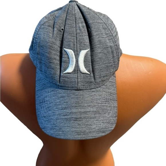 Hurley Blue Gray FlexFit Hat Icon Logo Fitted Cap Skater Surfer Beach - Picture 1 of 12